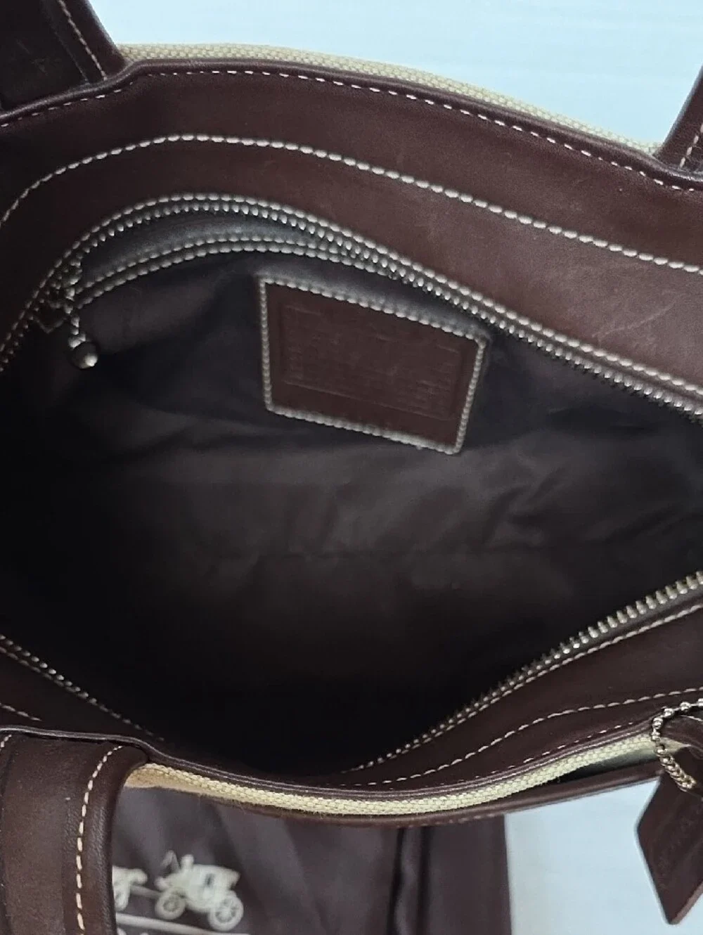 Coach | Vintage Linen Canvas Brown Leather Bleeker Satchel Tote